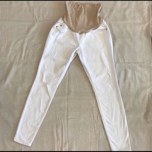 Stylish white maternity jeans